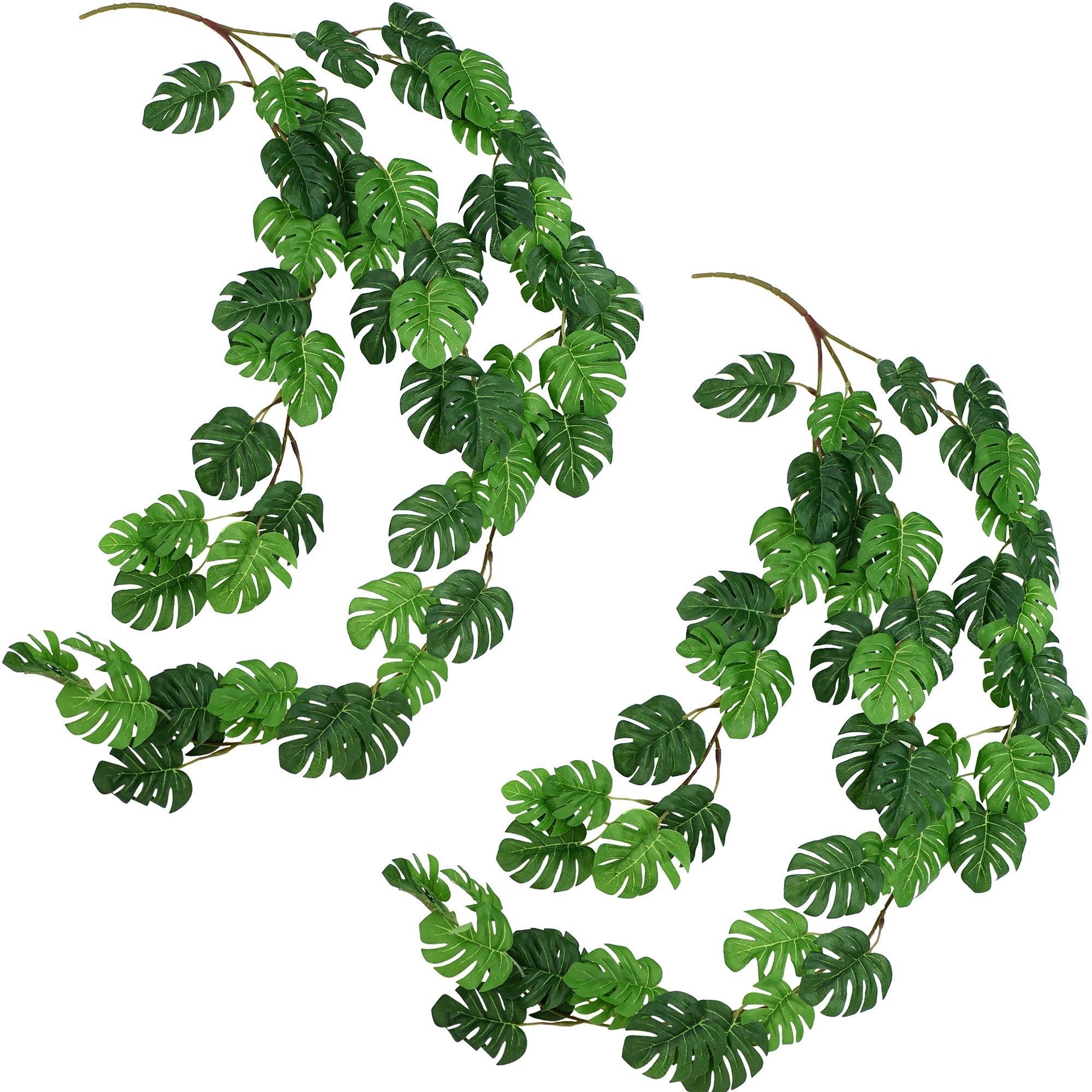 2 Pcs Mini Monstera Leaves Garland Artificial Silk Leaf Vine Hanging  Garland for Wall Decoration, Wedding, Bridal, Wreaths